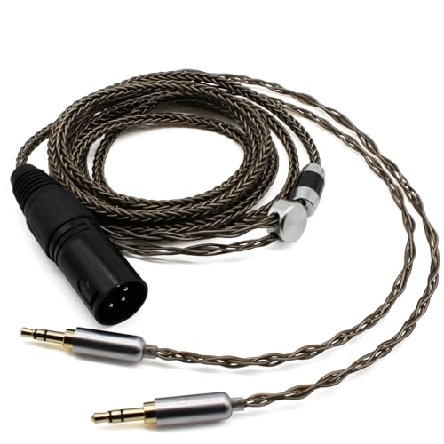 Youkamoo 4 Pin XLR Balanced 8 Core Braided Silver Plated Audio Replacement Cable Compatible with Hifiman HE4XX, HE-400i Headphones (2 x 3.5mm Version)