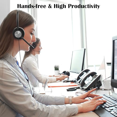 MKJ RJ9 Telephone Headset with Microphone Noise Cancelling for Cisco Phones | Wired Headphone for Call Center, Compatible with Office Phone Cisco 7841 7861 7942G 7961G 7962G 7971G 7975G 8841 9951 9971