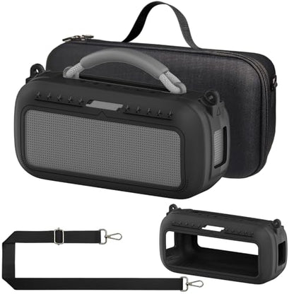 Protective Case for Bose SoundLink Max Portable Bluetooth Speaker | Accessories Hard Carrying Case and Silicone Cover Combo with Carrying Strap (Black) - color: Black