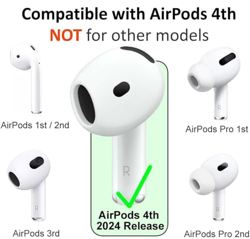 ALXCD Sport Earhook Compatible with AirPods 4 4th Gen Earbuds, 6 Pairs Silicone Earbuds Hook Replacement Anti Slip Anti Lost Earbuds Cover Hooks, Compatible with AirPods 4 6 Pairs White