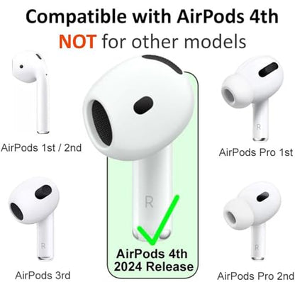 ALXCD Sport Earhook Compatible with AirPods 4 4th Gen Earbuds, 6 Pairs Silicone Earbuds Hook Replacement Anti Slip Anti Lost Earbuds Cover Hooks, Compatible with AirPods 4 6 Pairs White