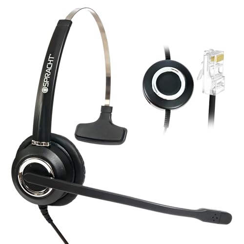 Spracht Wired Headset for Desktop Phone | Single Ear Universal Headset for Office Telephones | Mono Head Set with Microphone - Works with Polycom Digium Nortel Yealink Grandstream Cisco Zum RJ9 - size: Single Ear