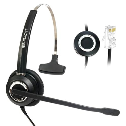 Spracht Wired Headset for Desktop Phone | Single Ear Universal Headset for Office Telephones | Mono Head Set with Microphone - Works with Polycom Digium Nortel Yealink Grandstream Cisco Zum RJ9 - size: Single Ear