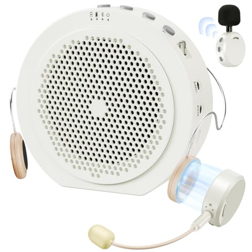 Moman Wireless Voice Amplifier with Lavalier Mic, 20H Battery 164ft Range Sensitive Pickup Noise Reduction PA System Bluetooth Portable Magnetic Charging Dock, Amplifier for Teacher Yoga Tour, White - color: White