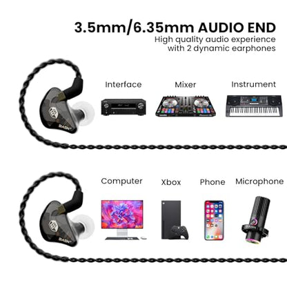 BASN USB/XLR SL2000 Dynamic Microphone and Bsinger 2nd Generation Dual Dynamic Drivers in Ear Monitor Headphones Set for Podcast, Live Streaming, Gaming Recording