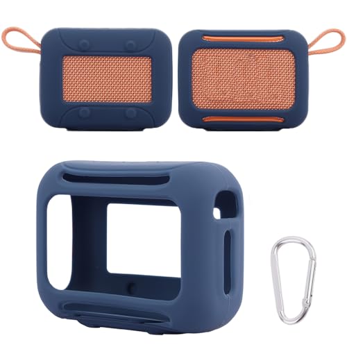 Silicone Case for JBL Go 5, Soft Skin Cover Portable Bluetooth Speaker Protective Sleeve, Anti-Scratch Shockproof Anti-Drop Shell Guard Protector with Carabiner (Blue) - color: blue