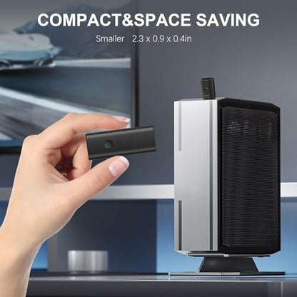 USB Bluetooth 5.2 Transmitter for TV, Wireless Audio Adapter for Airpods or Wireless Headphones Dual Pairs, Low Latency, Bluetooth 3.5mm Aux Transmitter for Flight, TV, PC, Gym, Gaming