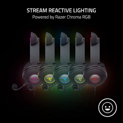 Razer Kraken Kitty V2 Pro Wired RGB Headset: Interchangeable Ears (Kitty, Bear, Bunny) - Stream Reactive Lighting - Detachable HyperClear Cardioid Mic - 50mm Drivers - 7.1 Surround Sound - Black - color: Classic Black