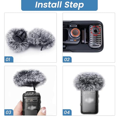 2-Pack Microphone Windscreen for DJI Mic 2 Transmitter, OSMO Pocket 3, Gray | Gray Furry Microphone Wind Muff Foam Cover, Not for DJI Mic 1 and Mic Mini - size: 3.5mm Plug x 2
