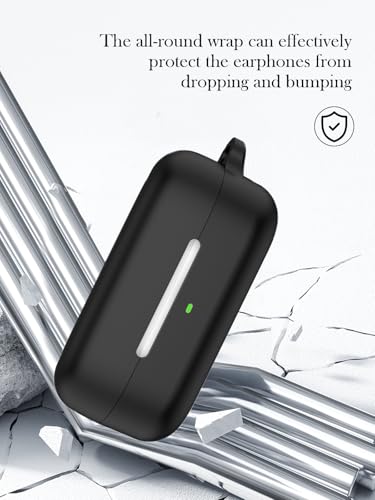 Case for Sony WF-C510 Truly Wireless in-Ear Bluetooth Earbud,Soft Protective,Shockproof, BOVUGAC Silicone Case Cover with Keychain & Cleaning Kit & Lanyard-Black - color: Black