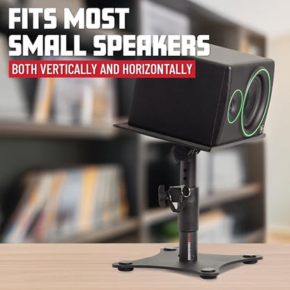 Gator Frameworks Desktop Studio Monitor and Speaker Stands with EVA Foam Padded Surface, Angle Adjustable from 0° to 15° – Set of 2 (GFWSPKSTMNDSK) - style: Desktop Stand