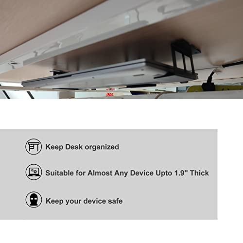 PIAOLGYI Under Desk Laptop Holder Mount with Screw,Bracket Devices Upto 1.9" Under Desk Mount for PS4,Cable Box,MacBook,Laptop & More（3 Pcs） - size: 1.9"
