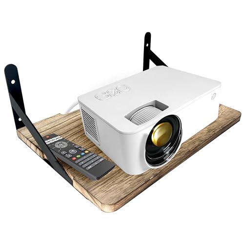 Projector Shelf – Solid Wood Wall-Mount Shelf, Holds Up to 30 lbs, Perfect for Projector, Speaker, Router, WiFi, Modem – Available in 2 Sizes