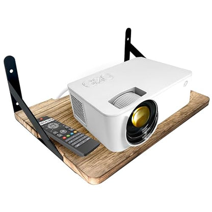 Projector Shelf – Solid Wood Wall-Mount Shelf, Holds Up to 30 lbs, Perfect for Projector, Speaker, Router, WiFi, Modem – Available in 2 Sizes