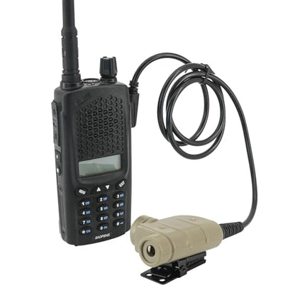 U94 PTT 2pin，Push to Talk for UV5R etc. with Civilian Version，Airsoft Tactical Headset(Tan)