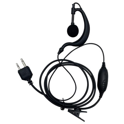 Walkie Talkie Earpiece with Mic 2 Pin G Shape Clip-Ear Radio Earpiece Headset with Mic Compatible with Midland GXT1000VP4 LXT500VP3 GXT1050VP4 GXT1000XB, Pack of 2