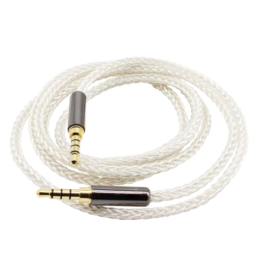 Youkamoo 3.5mm TRRS AUX Audio Cable 4 Pole Male to Male Silver Plated Copper for Headphones Car Speakers Phone Tablet Laptop 4ft/1.2m