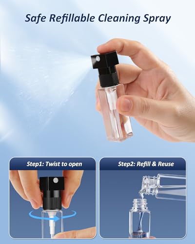 Keyboard Cleaner & Laptop Cleaning Kit, 15ml Spray, All-in-1 for Computer | Retractable Brush, Microfiber & Polishing Cloth, Keycap Puller, 3-in-1 Earbuds & Lens Pen, Safe for Airpod PC iPhone MacBook