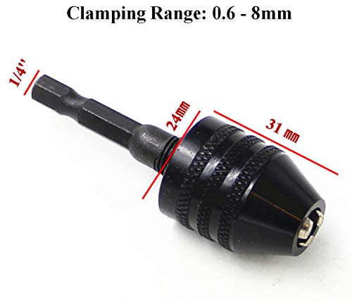 aiyun Mini Drill Chuck Adapter Impact Driver Keyless (0.6-8mm,0.3-3.6mm) - size: 0.6-8mm x 1, 0.3-3.6mm x 1