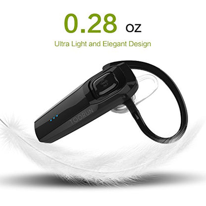 TOORUN Bluetooth Headset, M26 Bluetooth Earpiece Handsfree V5.0 Wireless Headphone with Noise Cancelling and Microphone Compatible for Android iPhone Cell Phone Laptop - Black