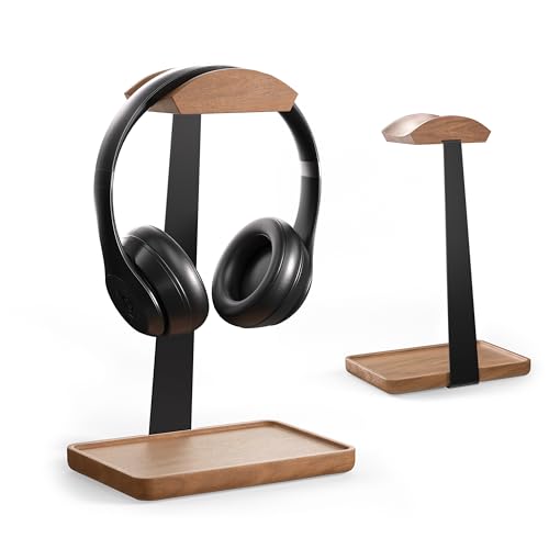 Wooden Headphone Stand, Wood Headset Stand for Desk