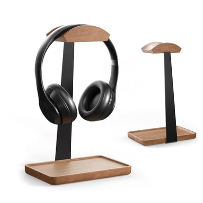 Wooden Headphone Stand, Wood Headset Stand for Desk