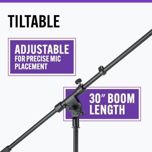On-Stage MS7701B Euro Boom Mic Stand (For Vocal and Instrument Microphones