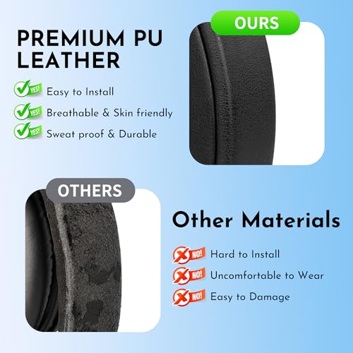 Lukvcoe Headband Replacement Cover for Audio Technica ATH M50, M50X, M50XWH, M50XBT, M50XBT2, M50S/LE Headphones, Cushion Headstrap Pad with Softer Protein Leather, Black - color: Black