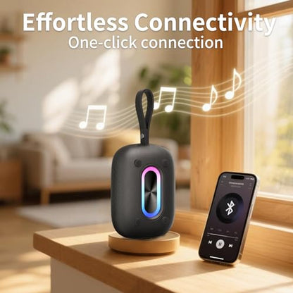 Waterproof Shower Bluetooth Speaker, Durable & Portable with Clear Sound, Ideal for Shower, Pool, Beach & Kayaking, BT 5.3 –Black - color: Black