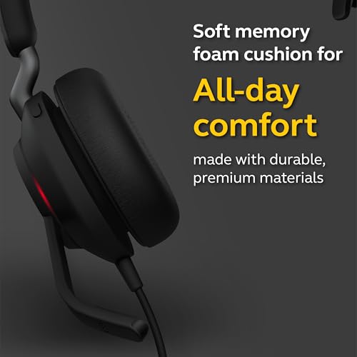 Jabra Evolve2 40 MS Wired Headphones, USB-C, Mono, Black – Telework Headset for Calls and Music, Enhanced All-Day Comfort, Passive Noise Cancelling Headphones, MS-Optimized with USB-C Connection - size: Microsoft Teams, style: Mono (USB-C)