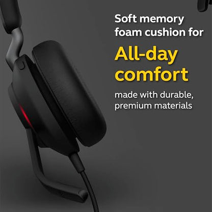 Jabra Evolve2 40 MS Wired Headphones, USB-C, Mono, Black – Telework Headset for Calls and Music, Enhanced All-Day Comfort, Passive Noise Cancelling Headphones, MS-Optimized with USB-C Connection - size: Microsoft Teams, style: Mono (USB-C)
