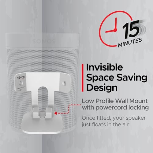 Sound Bass ONE Corner Wall Mount Bracket - Low Profile, White, Single (1pc) | Compatible with Sonos ONE, ONE Gen 2, ONE SL & PLAY1 Speaker, Fixed Position, Single (1pc), Designed In The UK - color: White