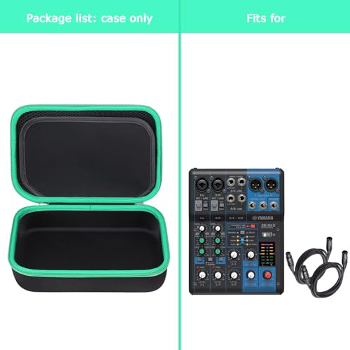 Tourmate Hard Storage Case Compatible for YAMAHA MG06X/MG06 6-Input/AG03/AG03 MK 2/AG06MK 2 Stereo Mixer, Protective Hard Shell Carrying Bag(CASE ONLY) (Black & Green) - color: Green Zipper