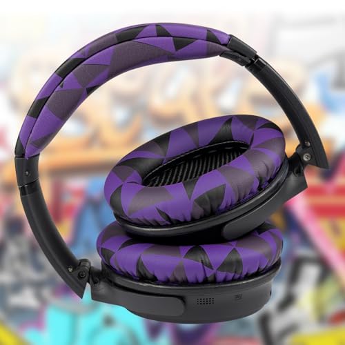 Replacement Earpads Cushions for Bose QuietComfort 35 (QC35) & Quiet Comfort 35 II (QC35 ii) Headphones, Ear Pads with Softer Leather, Noise Isolation Foam, Added Thickness (Purple Black) - color: Purple Black