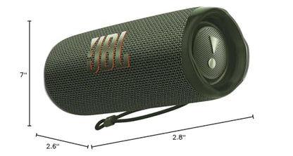 JBL Flip 6 - Portable Waterproof Speaker - Green | Louder, more powerful sound, IP67 waterproof and dustproof, 12 Hours of Playtime, Bold design - color: Green
