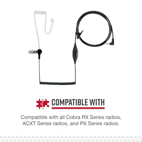 Cobra GA-SV01 Surveillance Walkie Talkie Headset Microphone, Black | Compatible with all Cobra MicroTalk Two-Way Radios, Silicone Ear Tip - style: Surveillance Headset Mic