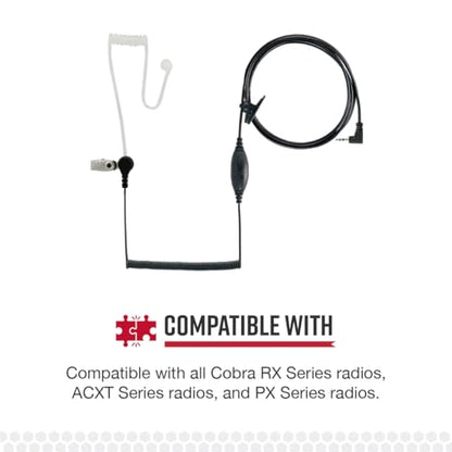 Cobra GA-SV01 Surveillance Walkie Talkie Headset Microphone, Black | Compatible with all Cobra MicroTalk Two-Way Radios, Silicone Ear Tip - style: Surveillance Headset Mic