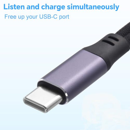 2pcs 2 in 1 Usbc Splitter Aux & USB C to 3.5mm Jack and Charger | Usbc Splitter & USB C to 3.5mm Audio Adapter with 60W PD Fast Charging DAC Headphone Jack for iPhone Gaming Car Aux More USBC