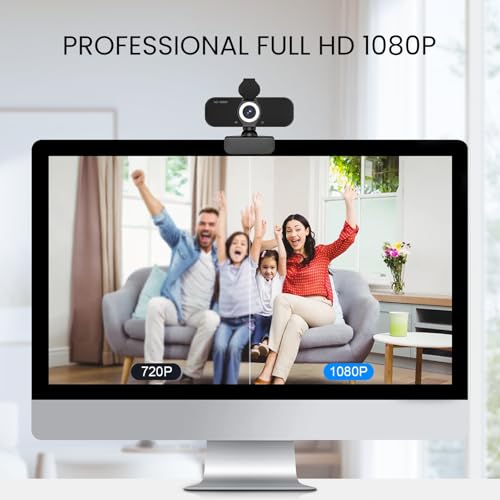 1080P Full Webcam with Microphone, Privacy & Safety Protection, USB HD Computer Web Camera, Plug and Play, for Laptop, Teams, Desktop, Conferencing and Video Calling, 2026 Version(Black)