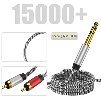RCA to 1 4 Cable 25FT, 1 4 TRS to RCA Y Splitter Cable, 1 4 to Dual RCA Audio Cable - color: 6.35mm to 2RCA Audio Cable, size: 25 ft