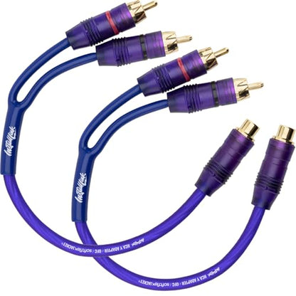 Install Link RCA Y Adapter Cable, 1-Female to 2-Male Splitter, 2-Pack (OFC) | Pure OFC Copper, 1ft, Feeds One Stereo Signal to Two Components, for Subwoofer, Home Theater, Car Audio Amplifier, Studio - color: Frosted Purple, size: 1-Female to 2-Male