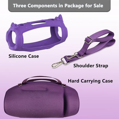 JCHPINE Silicone Cover and Carrying Case for JBL Charge 6 Bluetooth Speaker | Accessories for JBL Charge 6 AI Sound Bluetooth Speaker Protective Cases with Shoulder Strap (Purple) - color: Purple