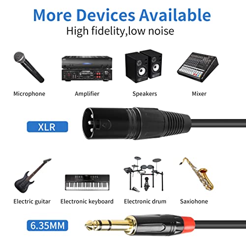 YACSEJAO XLR to 1/4" TRS Stereo Cable 3.3FT/1M 3 Pin XLR to TRS 6.35mm Quarter inch Balanced Signal Interconnect Patch Cord(XLR Male)