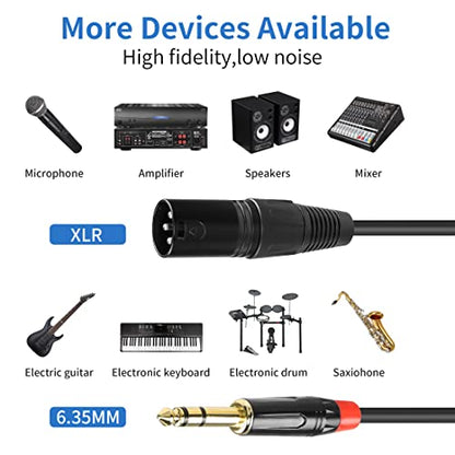 YACSEJAO XLR to 1/4" TRS Stereo Cable 3.3FT/1M 3 Pin XLR to TRS 6.35mm Quarter inch Balanced Signal Interconnect Patch Cord(XLR Male)