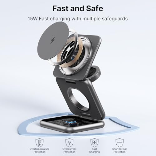 KU XIU 3 in 1 Charging Station for Samsung Phone Watch Buds | Aluminum Alloy Foldable Wireless Charger for Samsung Galaxy S26 S25 Ultra/Galaxy Buds, for Galaxy Watch Ultra 8 7 6 5 4 - color: Grey 1