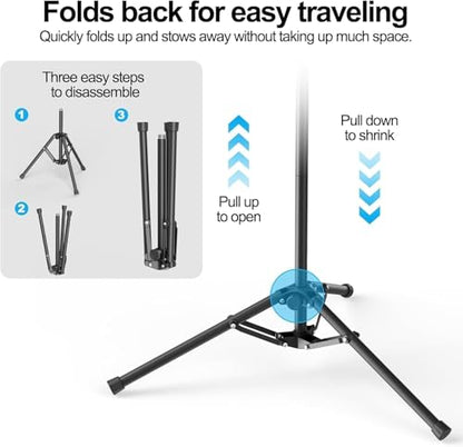 Mic Stand with Boom Arm with Carrying Bag and 2 Mics Clips, 1 Pack