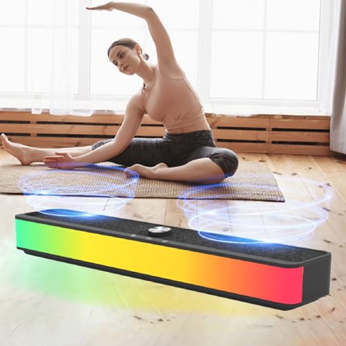 RGB Desktop Soundbar, 2.0 Channel Computer Speaker with Dynamic Lighting and Audio Light Sync, Volume Knob