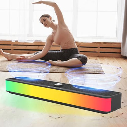 RGB Desktop Soundbar, 2.0 Channel Computer Speaker with Dynamic Lighting and Audio Light Sync, Volume Knob
