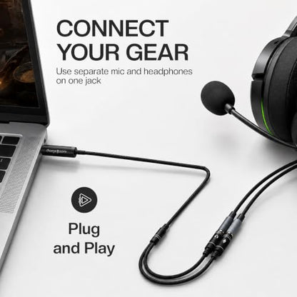 3.5mm Headphone and Mic Splitter Adapter, Gaming Headset Y Splitter Cable
