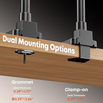 Quad Monitor Mount for up to 49 inch Ultrawides on Top and 27 inch Screens on Lower Brackets,Heavy Duty,Fully Adjustment, Holds up to 44 lbs, VESA 75x75/100x100 mm,Black - size: 49inch
